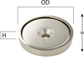 Neodymium magnet plate catch round type (with yoke)