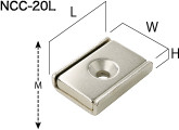 Neodymium magnet plate catch square type (with yoke)